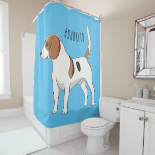 Beagle dog cartoon illustration shower curtain