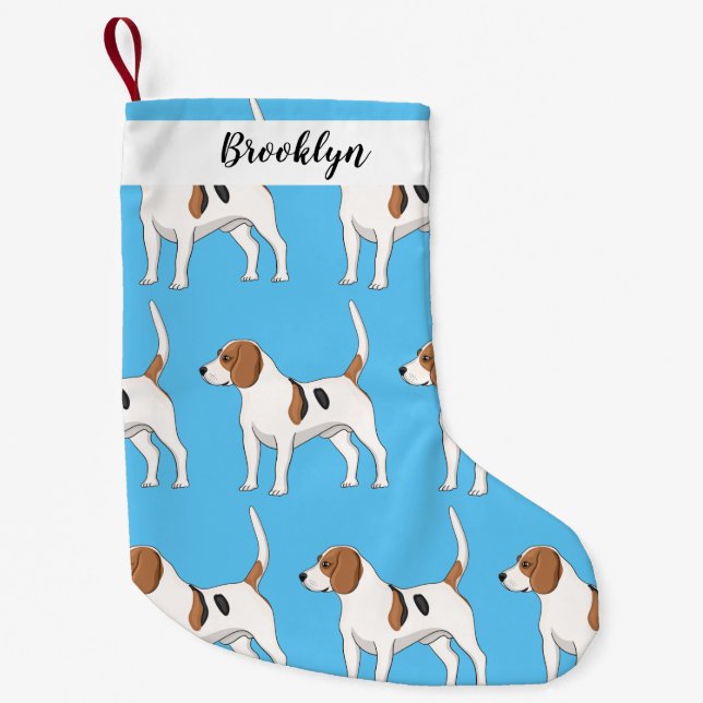 Beagle dog cartoon illustration  small christmas stocking (Front)