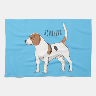 Beagle dog cartoon illustration  tea towel