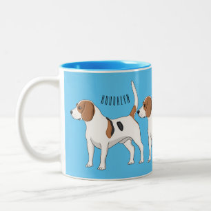 Beagle dog cartoon illustration Two-Tone coffee mug