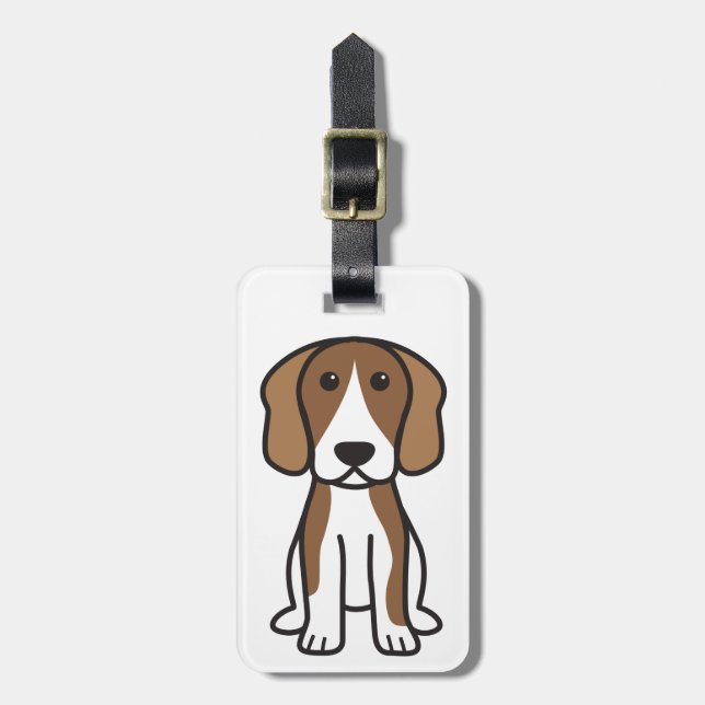 Beagle Dog Cartoon Luggage Tag (Front Vertical)