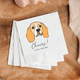Beagle Dog Cheers Dog Custom Cocktail Napkin