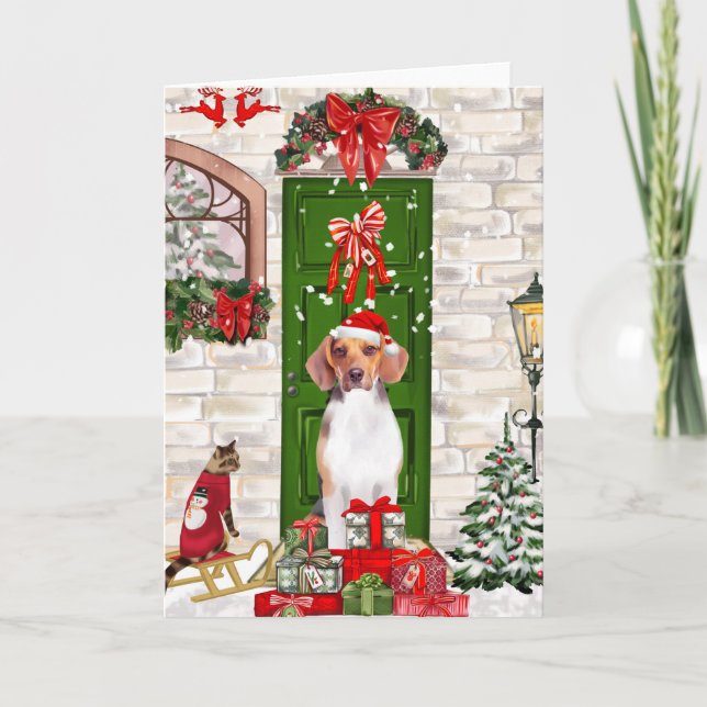 Beagle Dog Christmas   Card (Front)