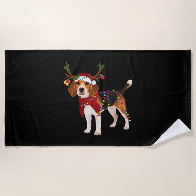 beagle dog christmas Classic T-Shirt Beach Towel (Front)