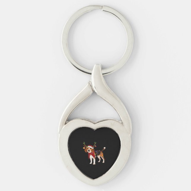 beagle dog christmas Classic T-Shirt Key Ring (Front)