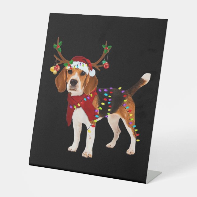 beagle dog christmas Classic T-Shirt Pedestal Sign (Front)