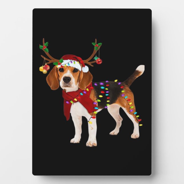beagle dog christmas Classic T-Shirt Plaque (Front)
