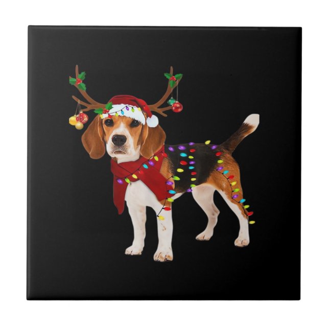 beagle dog christmas Classic T-Shirt Tile (Front)