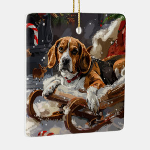 Beagle Dog Christmas Festive Ceramic Ornament
