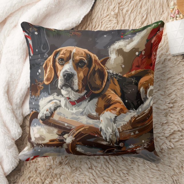 Beagle Dog Christmas Festive Cushion (Blanket)