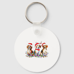 Beagle Dog Christmas Lights Cute Pet Matching Fami Key Ring