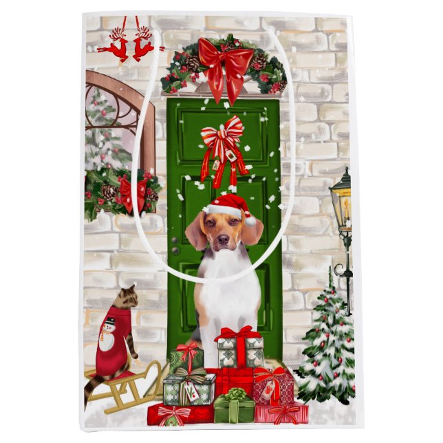 Beagle Dog Christmas   Medium Gift Bag (Front)