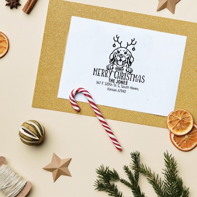 Beagle Dog Christmas Return Address  Rubber Stamp (Creator Uploaded)