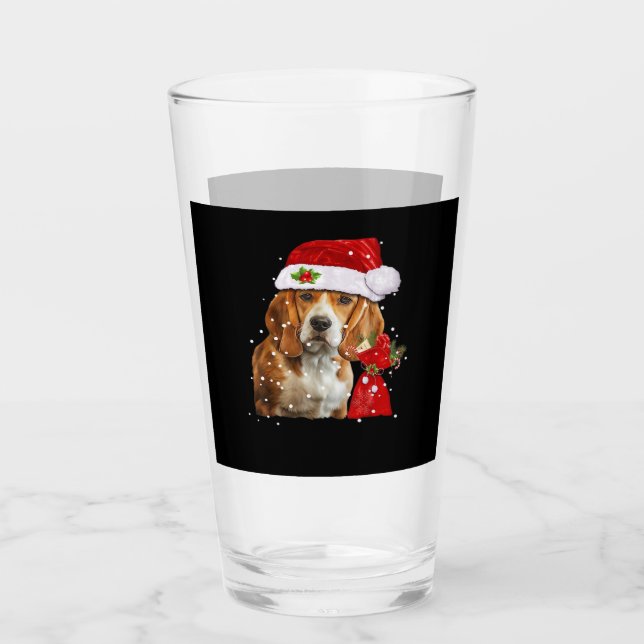 Beagle Dog Christmas T Shirt Christmas Dog Essenti Glass (Front)