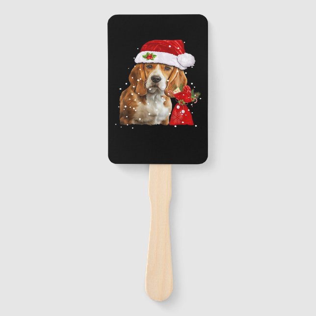 Beagle Dog Christmas T Shirt Christmas Dog Essenti Hand Fan (Front)
