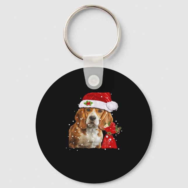 Beagle Dog Christmas T Shirt Christmas Dog Essenti Key Ring (Front)