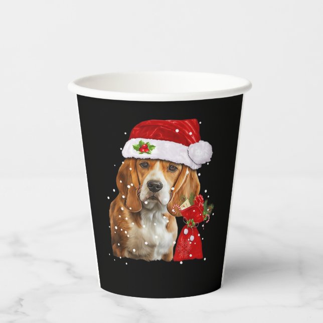 Beagle Dog Christmas T Shirt Christmas Dog Essenti Paper Cups (Front)
