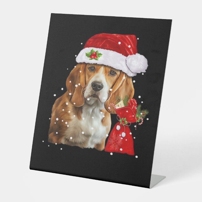 Beagle Dog Christmas T Shirt Christmas Dog Essenti Pedestal Sign (Front)
