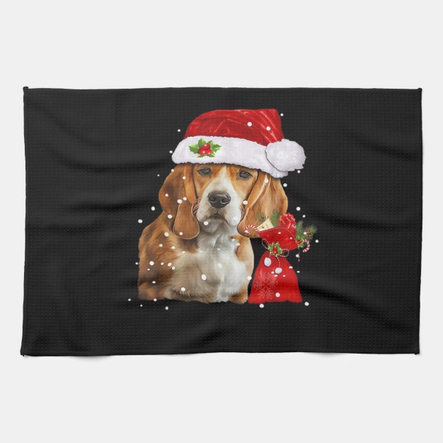 Beagle Dog Christmas T Shirt Christmas Dog Essenti Tea Towel (Horizontal)