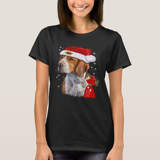Beagle Dog Christmas T Shirt Dog Family Christmas  (Front)