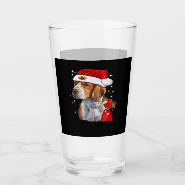 Beagle Dog Christmas T Shirt Dog Family Christmas  Glass (Front)