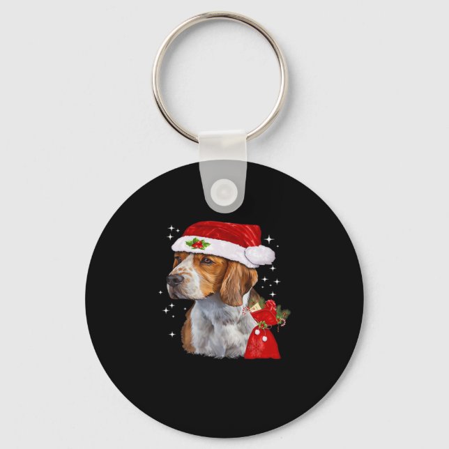 Beagle Dog Christmas T Shirt Dog Family Christmas  Key Ring (Front)