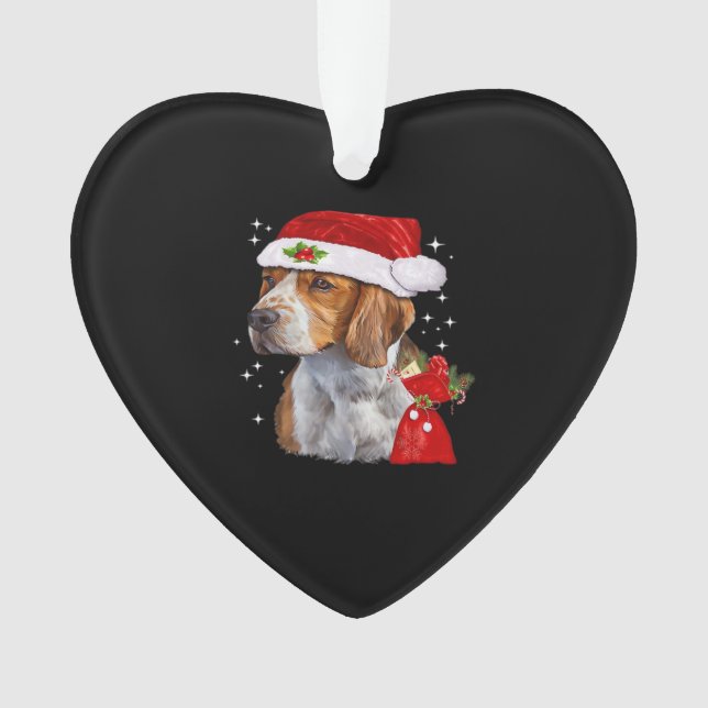 Beagle Dog Christmas T Shirt Dog Family Christmas  Ornament (Front)