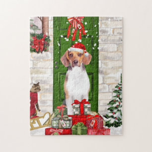 Beagle Dog Christmas Throw Jigsaw Puzzle