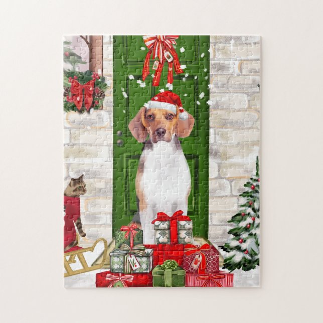 Beagle Dog Christmas  Throw Jigsaw Puzzle (Vertical)