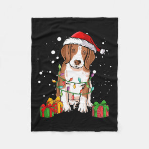 Beagle Dog Christmas Tree Lights Santa Dog Xmas Gi Fleece Blanket