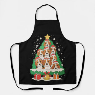 Beagle Dog Christmas Tree Xmas Family Holiday Apron
