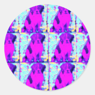 beagle dog collage classic round sticker
