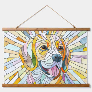 Beagle dog - Colourful Mosaic art Hanging Tapestry