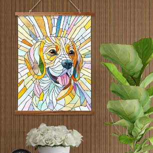 Beagle dog - Colourful Mosaic art Hanging Tapestry