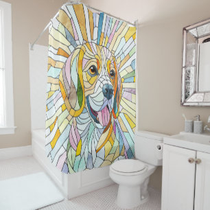 Beagle dog - Colourful Mosaic art Shower Curtain