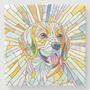Beagle dog - Colourful Mosaic art Stone Coaster