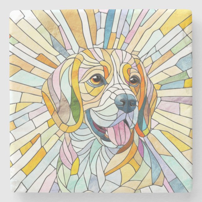Beagle dog - Colourful Mosaic art Stone Coaster (Front)