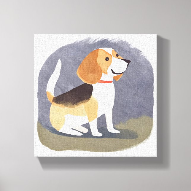 Beagle Dog | Cute Pet Dog Puppy Watercolor Canvas Print (Front)