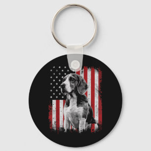 Beagle Dog Dad Mum America 4th of July Patriotic Key Ring