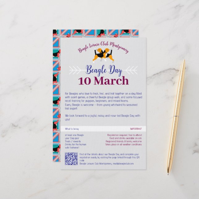 Beagle Dog Day Mailing  Stationery (Front/Back In Situ)