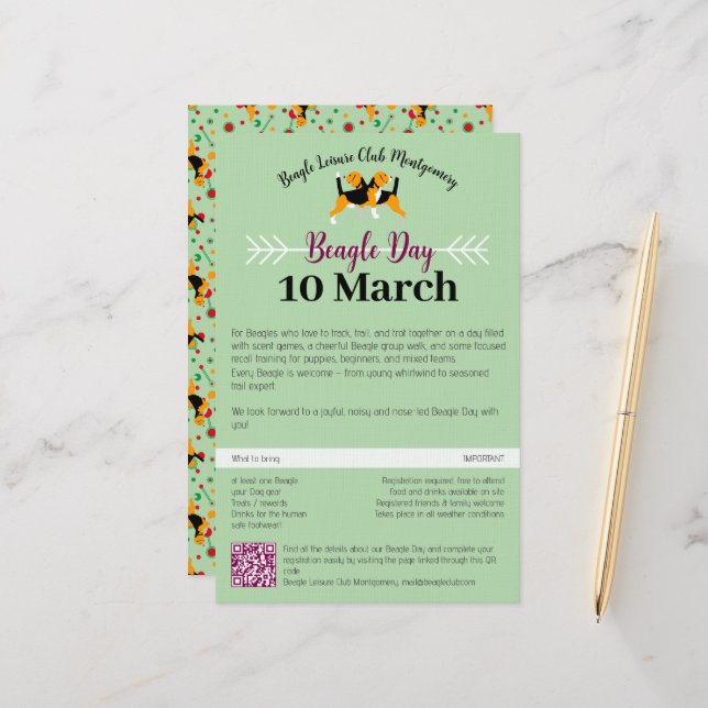 Beagle Dog Day Mailing  Stationery (Front/Back In Situ)