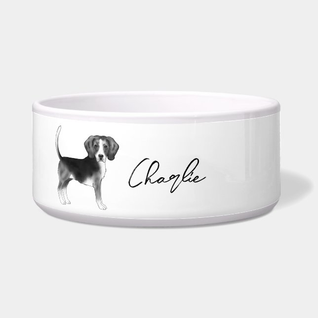 Beagle Dog Design In Black And White With Name (Front)