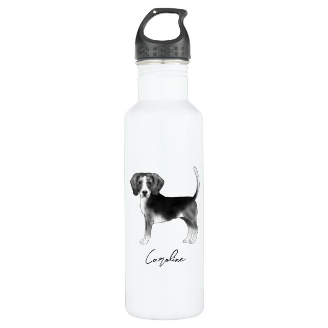 Beagle Dog Design In Black And White With Name 710 Ml Water Bottle (Front)