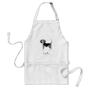 Beagle Dog Design In Black And White With Name Standard Apron