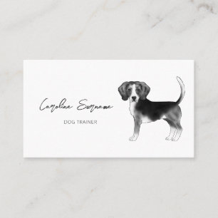Beagle Dog Drawing In Black And White Minimalist Business Card