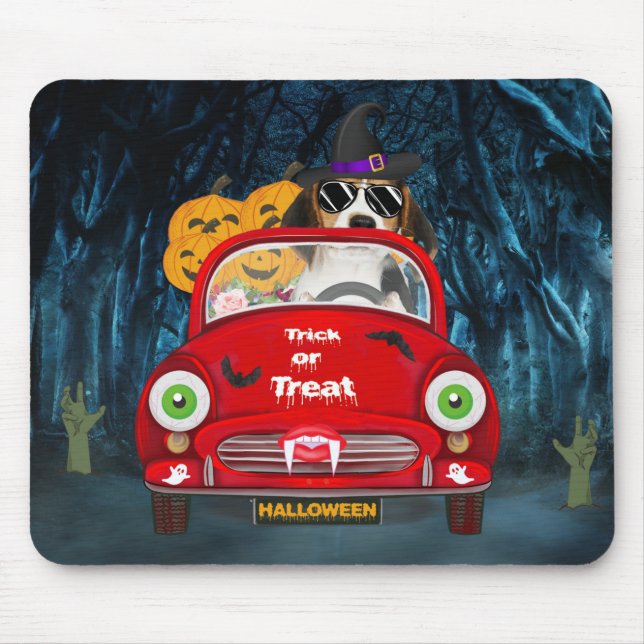 Beagle Dog Driving Car Scary  Mouse Mat (Front)