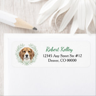 Beagle Dog Eucalyptus Leaf Wreath Return Address