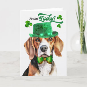 Beagle Dog Feelin' Lucky St Patrick's Day Holiday Card