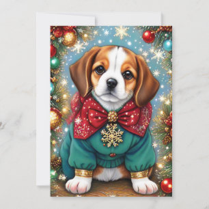 Beagle Dog Festive Christmas Sweater Holiday Card