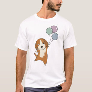 Beagle Dog Flies Up With Balloons T-Shirt